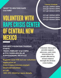 Volunteer Training Starts Friday, February 15 at 5:30 p.m.