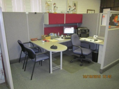 2 Work station cubicals - one reception station - executive desk