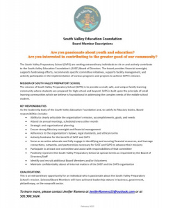 South Valley Education Foundation - Board Member Opportunity