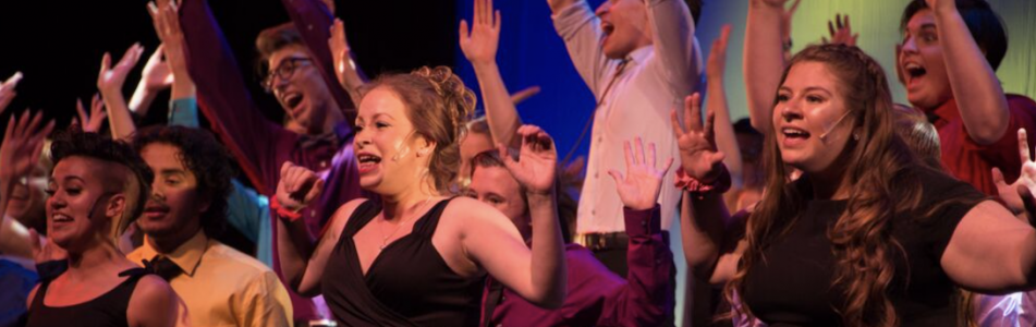 Students singing with enthusiasm